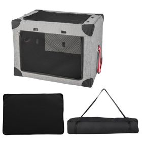 M/L 3-Door Dog Crate with Removable Pad and Metal Frame (size: l)